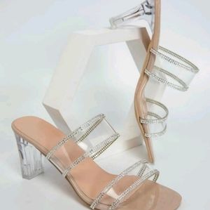Clear Rhinestones Decor Sandal Mule